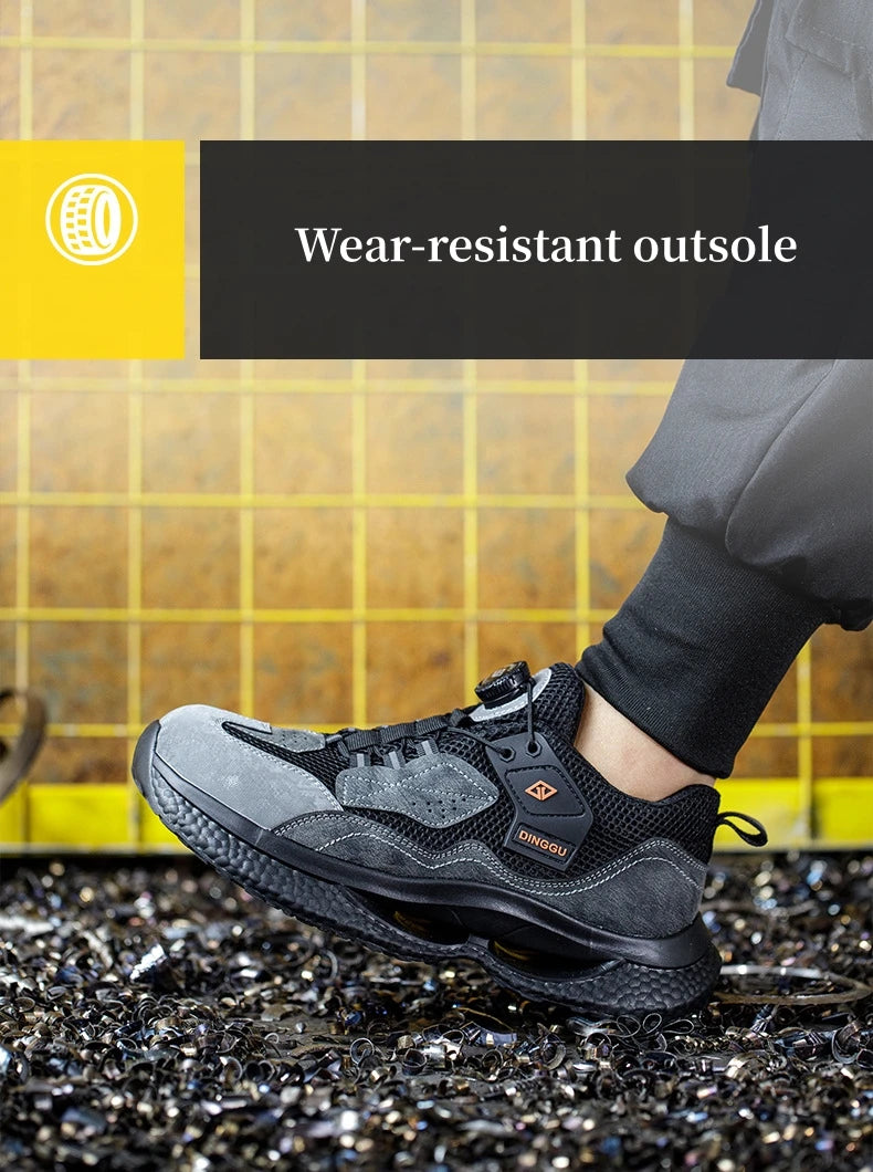 Rotary Buckle Work Sneakers Protective Shoes Safety Industrial Puncture-Proof Anti-smash Steel Toe Shoes