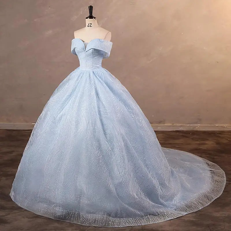 Cheap Wedding Dress Shiny Wedding Dress Classic Boat Neck Bridal Party Gown Vestido De Noiva Robe De Mariee Customized