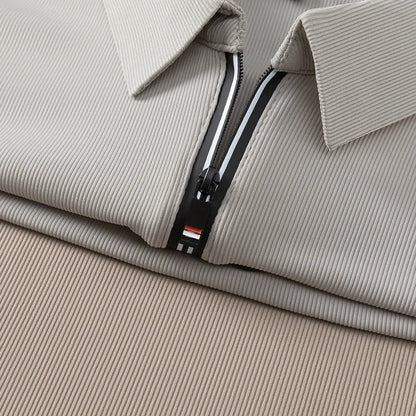 Original Quality Men's Polo Shirt High-End Solid Color Half Zipper Short Sleeve Summer Lapel T-Shirt Business Casual Menswear