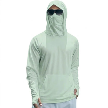 Summer UPF50+ Performance Mens T-Shirt Long Sleeve Hoodie Sun Running Quick Dry Shirts Sunscreen Fishing Ice Silk Streetwear