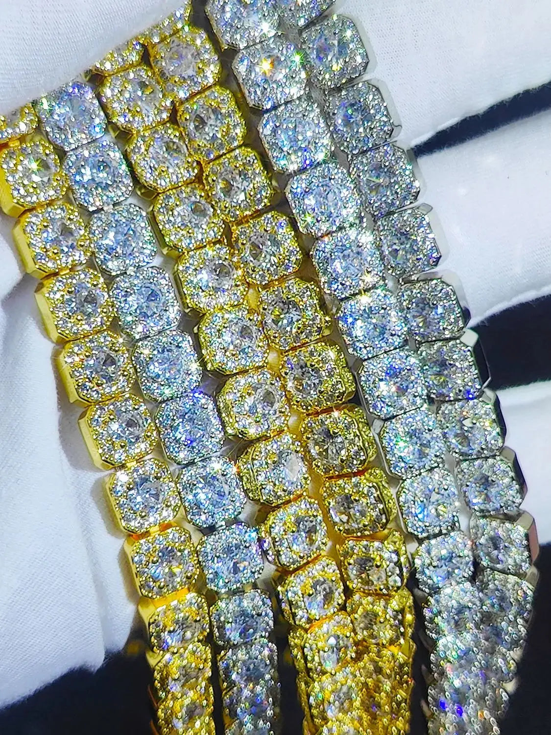 Clustered Diamond Tennis Chain Miami Tennis Link Bracelet for Women 7MM Iced Out CZ Cuban Necklace Hip Hop Jewelry Gifts