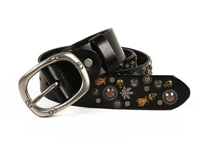 3.8CM Male Top Layer Luxury Designers Cowskin Genuine Leather Belts Men Alloy Pin Buckle Rivets Belt Casual Belt for Jeans
