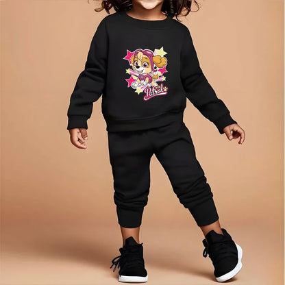 Printed Girls Pullover and Trousers Two Piece Sets Autumn Kids Casual Hoodies Set Spring Fall Children Sweatsuits New