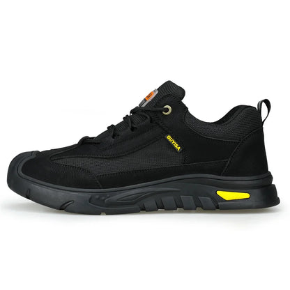 Black Leather Work Safety Shoes Waterproof Indestructible Steel Toe Cap Labor Shoes For Men Breathable Anti Smashing Sneakers