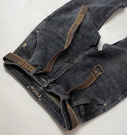 High Quality Fashion Luxury Washed Men's Slim Jeans Elasticity Black and Gray Classic Designer Cargo Denim Boyfriend Jeans Men