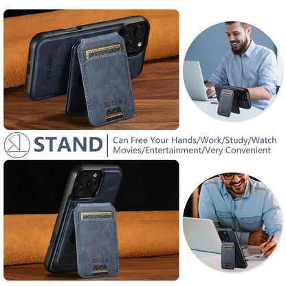 Wireless Charging Magnet PU Leather Phone Case Card Holder Stand For iPhone 17 Pro Max 16 Plus 15 Pro 13 12