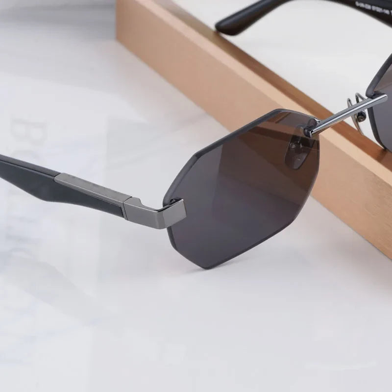 Designer Rimless Sunglasses THE AMAN I Irregular for Men Women Alloy Luxury Germany Brand Design High Quality UV400 with Case