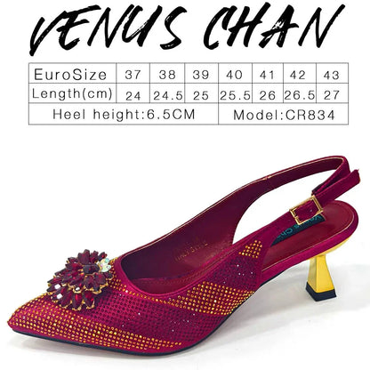 Italian Shoes and Bags Matching Set 2024 Silver Color Rhinestone Fashion High Heels for Women Pointed Toe Pumps