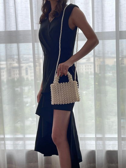 Noble Crystal Beaded Evening Bag Wedding Clutch with Pearl Chain New handmade Pearl chain shoulder bag Handbag evening dress bag