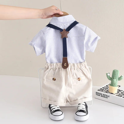 New Summer Baby Boys Clothes Suit Children Short Sleeved Shirt Shorts 2Pcs/Sets Infant Striped Casual Costume Kids Tracksuits