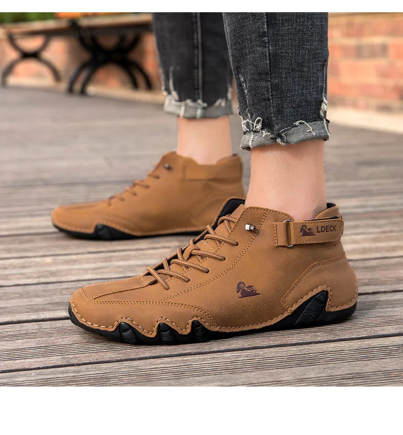 Stylish High-top Octopus Boots Men's Casual Booties Designer Soft Flats Breathable Moccasins Flats Drive Shoes Leather Sneakers