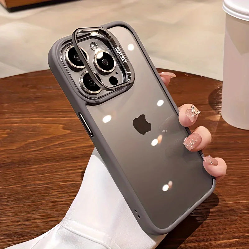 Premium Lens Holder Phone Case For iPhone 11 12 13 14 15 16 17 Pro Max Plus Shockproof Armor Transparent Cover Lens Protector