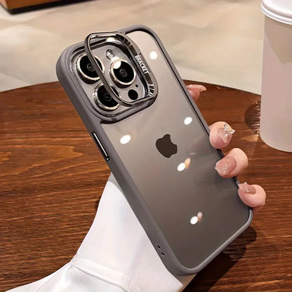Premium Lens Holder Phone Case For iPhone 11 12 13 14 15 16 17 Pro Max Plus Shockproof Armor Transparent Cover Lens Protector