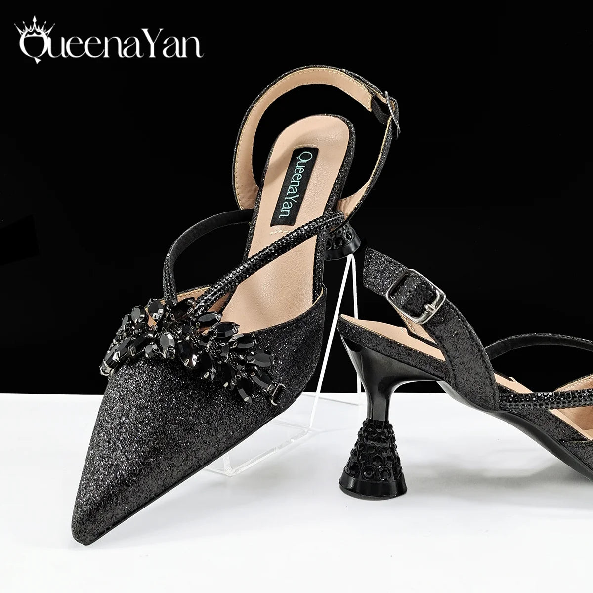 Festive Elegance: High Quality Pointed Toe Women's Sandals Fashion Design Sling Backs Shoes For Wedding Party