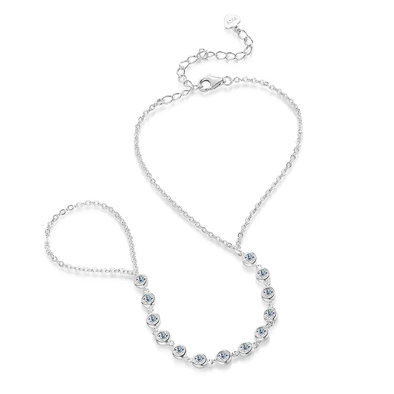 14-21CM Adjustable All Real Moissanite Bracelets for Women Girls Sparkling Chain Lab Diamond GRA Pure S925 Silver Jewelry