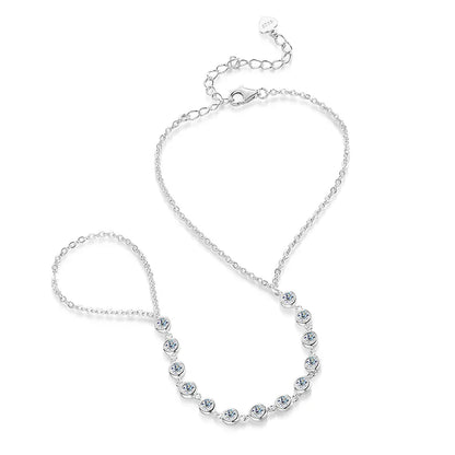 14-21CM Adjustable All Real Moissanite Bracelets for Women Girls Sparkling Chain Lab Diamond GRA Pure S925 Silver Jewelry