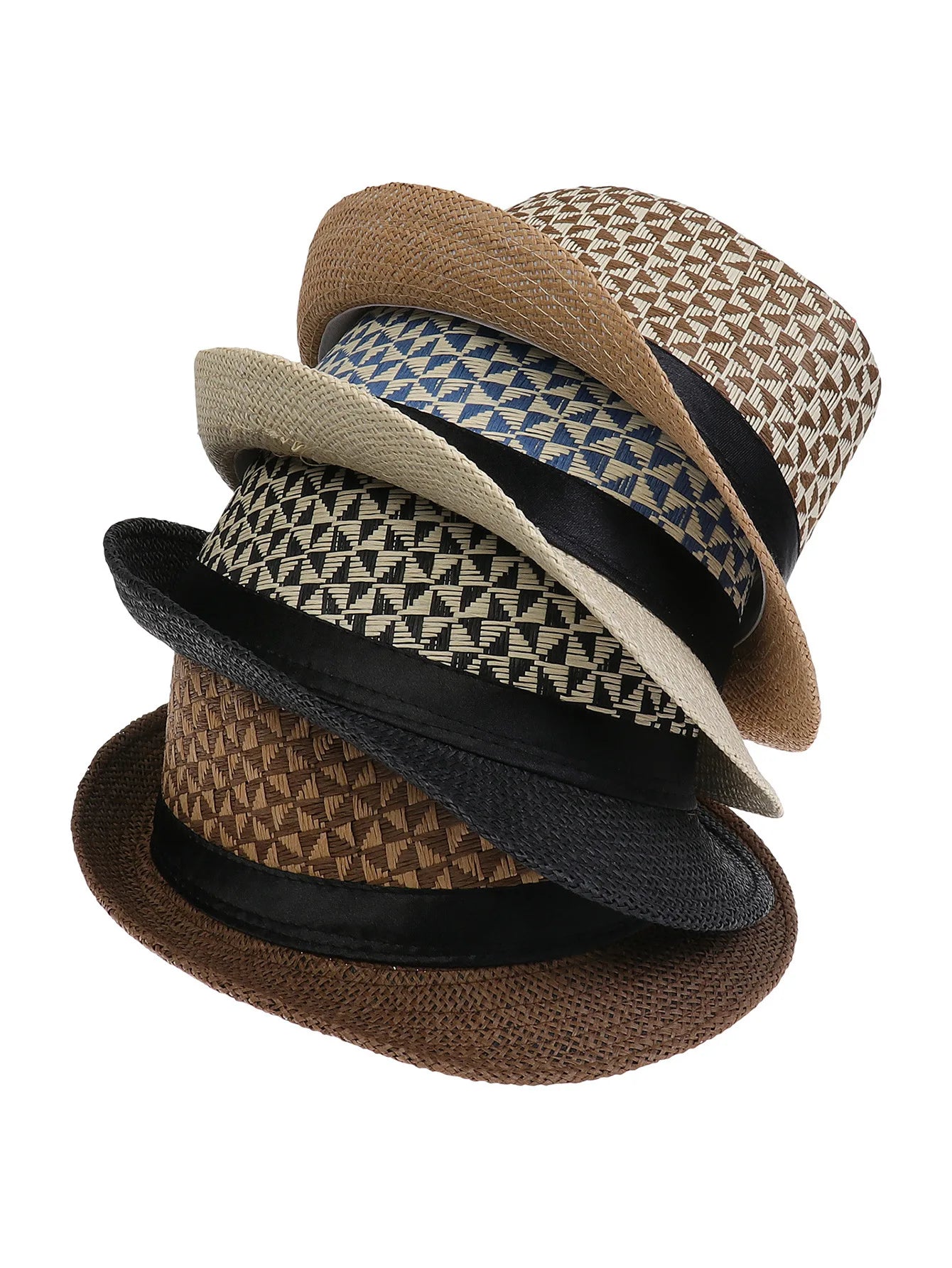 Men's Hat Woven Straw Sunshade Hat Casual Buckle Beach Sun White Wedding Black Belt Fedoras Jazz Hat Panama Cap