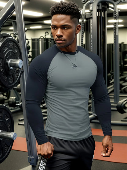 Men's quick drying soccer and basketball tight fitting top, high elasticity cycling compression training suit