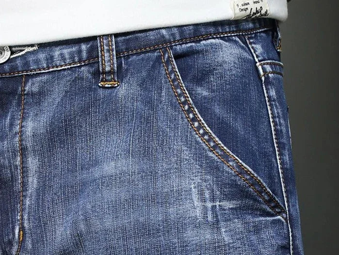 Male Cowboy Pants Straight Trousers with Pockets Blue Jeans for Men Retro Baggy Buggy Autumn Clothing Washed Original Winter Xs