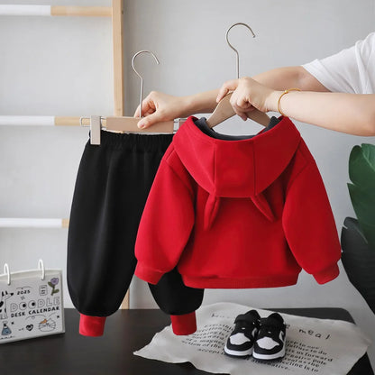 New Autumn Winter Baby Boys Clothes Suit Children Thick Warm Hoodies Pants 2Pcs/Sets Infant Girls Clothing Set Kids Tracksuits