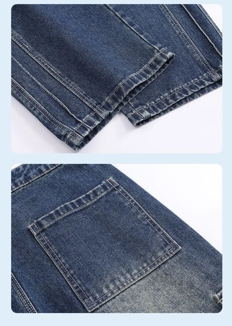 Autumn New Men's Loose Jeans Multi-pocket Work-wearing Jeans Street Hip-hop Straight Wide-leg Pants Baggy Dance Pants