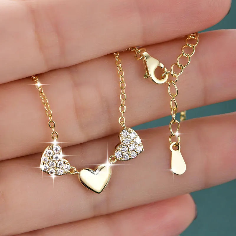 GRA Certified Full Round Moissanite Delicate Love Heart Pendant Necklace for Women 14K Gold Filled Fine Jewelry Gifts