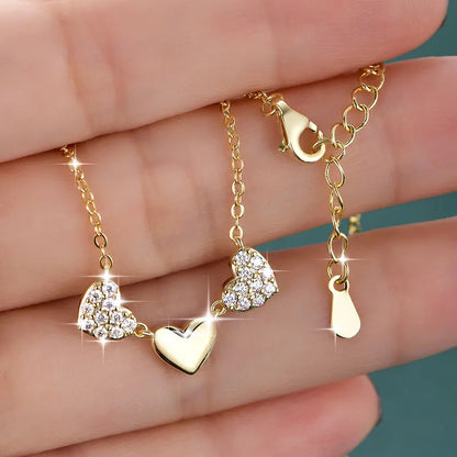 GRA Certified Full Round Moissanite Delicate Love Heart Pendant Necklace for Women 14K Gold Filled Fine Jewelry Gifts