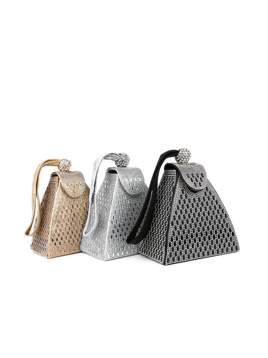 Fashion Lady Evening Bags Acrylic Day Clutch Triangle Design Diamonds Party Shoulder Handbags Banquet Purse