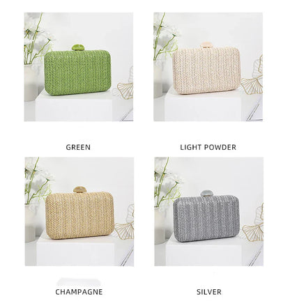 Weave Straw Evening Clutch Bags for Women Summer Party Fashion Shoulder Bags Luxury Purse Hadbags Wedding Bridal Clutches Sac