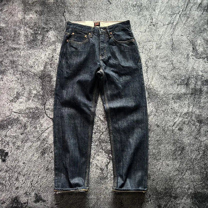 15oz Heavyweight Thick Selvedge Indigo Denim Jeans Sakura Ruffle 2025 Spring 100% Cotton Loose Straight Pants Japanese Men