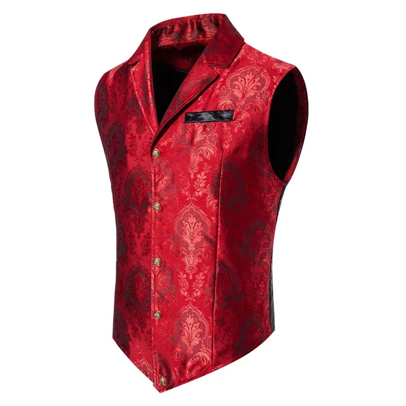 Men's Suit Vest , Casual Lapel Single Breasted Jacquard Slim Fit Holiday Vest, Red, Pink, Black and more available.