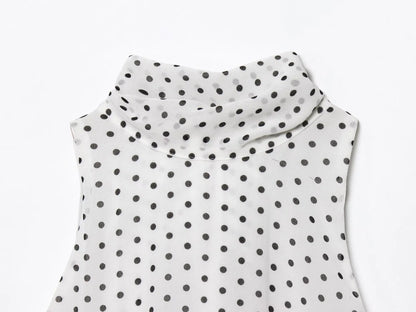2025 Women Chic Sleeveless Bow Tied Polka Dots Print Chiffon Vest Blouse Camis Tank Lady Casual Halter Shirts Tops LS9263