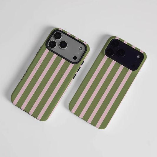 CaseLumi Matte Bumper for Magsafe Case for IPhone 17 16 15 Plus Pro Max Shockproof Hard PC Pink Burgundy Vertical Stripes Cover