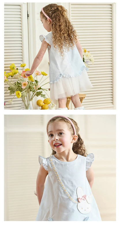 Girl's Summer Vest Mesh Dress Sweet Cute Children Sleeveless Princess Dress Fashion Cotton Party Outdoor DB2261316