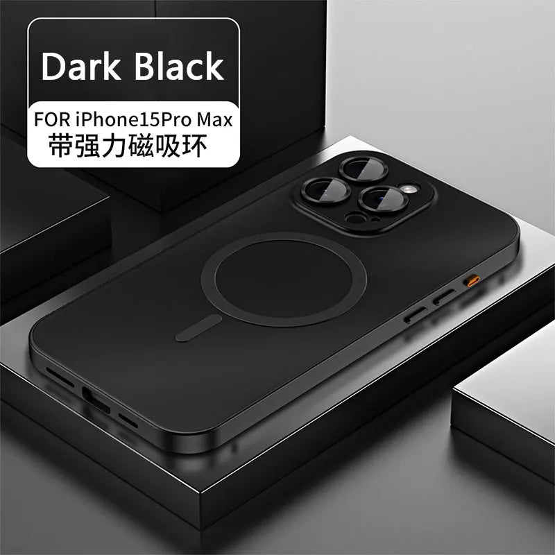 Aluminum Metal Frame Magnetic Case For iPhone 13 12 14 15 16 17 Pro Max For Magsafe Wireless Charging Lens Film PC Back Panel