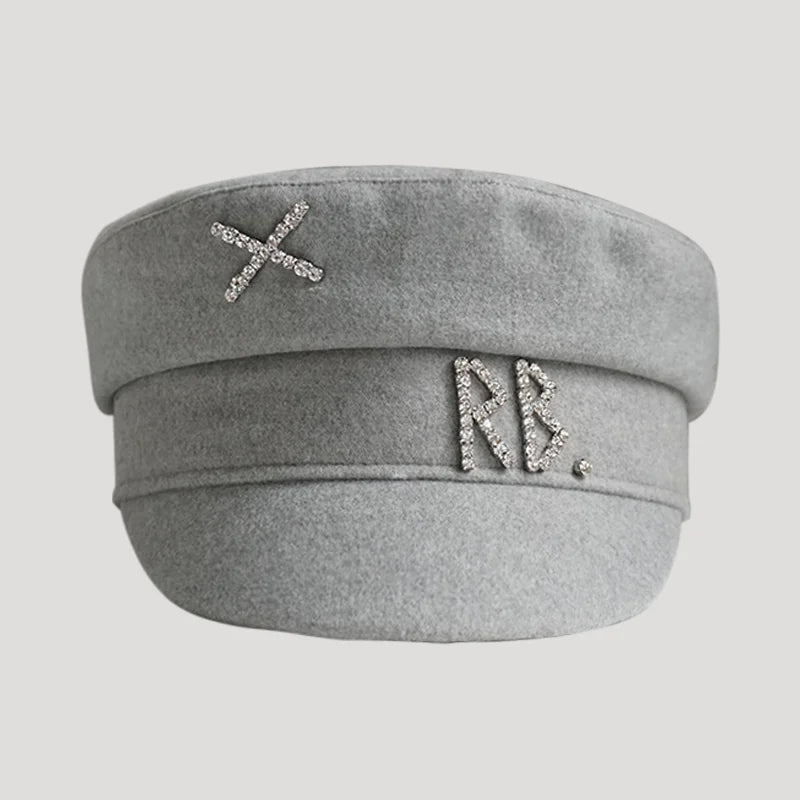 New Women Hats Crystal baker boy hat Wool Newsboy Caps Female Flat Militray Caps Visor S-XL