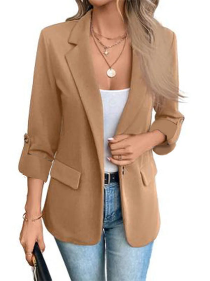 New Women's Blazers Long-sleeved Cardigan Single Button Simple Office Suit Top Commuting Fashion Versatile Basic Coats