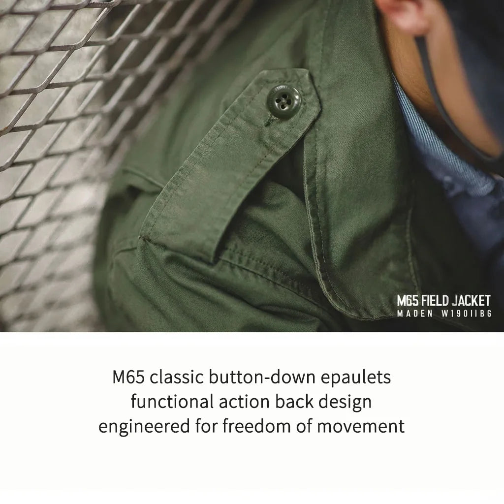 Retro M65 Jackets for Men Green Outdoor Windbreaker Vintage Casual Solid Coat Mens Clothes Multi-Pocket Jacket