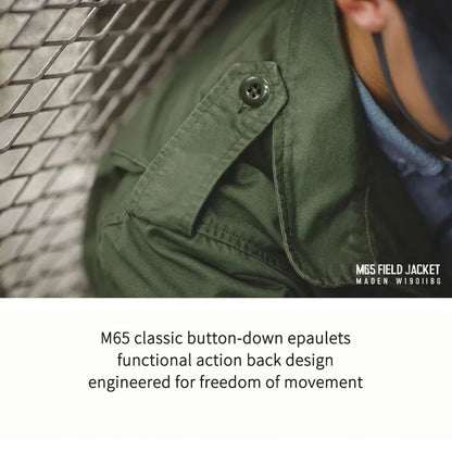 Retro M65 Jackets for Men Green Outdoor Windbreaker Vintage Casual Solid Coat Mens Clothes Multi-Pocket Jacket