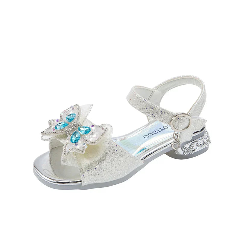Kids'Casual Shoes Sandals PU Leather Crystal Fashion Summer Shoes For Girls Hook and Loop Anti-slip Pink White Shoes Size 26-36