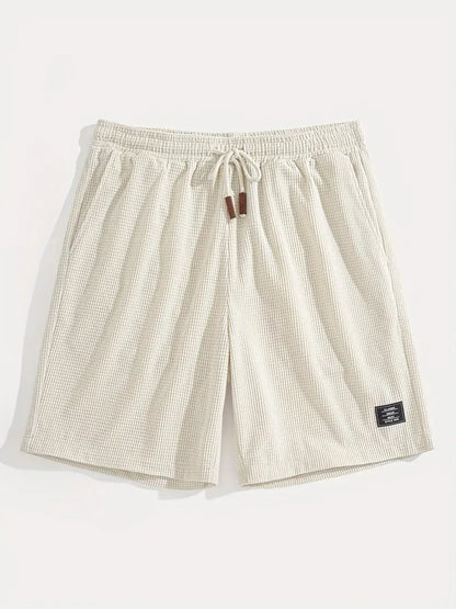 Men's Waffle Texture Shorts Summer Casual Sports Plus Size Loose Fit Knee-Length Shorts Male Oversized Streetwear Beach Pants
