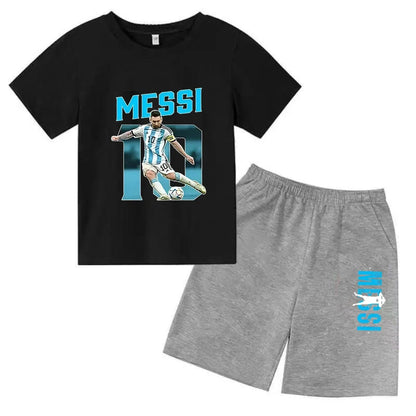 Summer Children‘s Set Brand Messi Print Short Sleeve T-shirt + Shorts 2pcs Set Sportsuit Casual Fashion Kid Boy Girl Fan Clothes