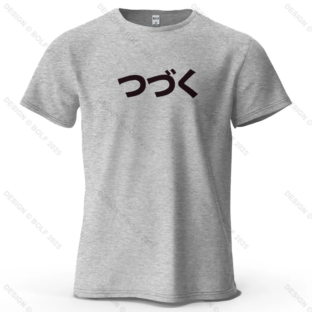 Japanese Character Printed Men's T-Shirt 100% Cotton Oversized Cultural Graphic Tees for Women Tops Tees Casual Streetwear