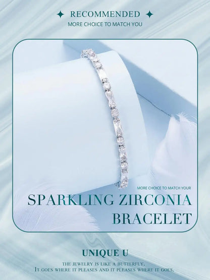 Luxury Square Zircon Adjustable Bracelet Sparkling Zirconia Chain Link for Men Women Birthday Gift Crystal Fine Jewelry