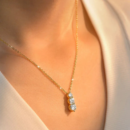 4mm&5mm&6mm Round Cut Moissanite Pendant Necklace For Women 14K Gold Filled Lab Diamond Necklaces Jewelry