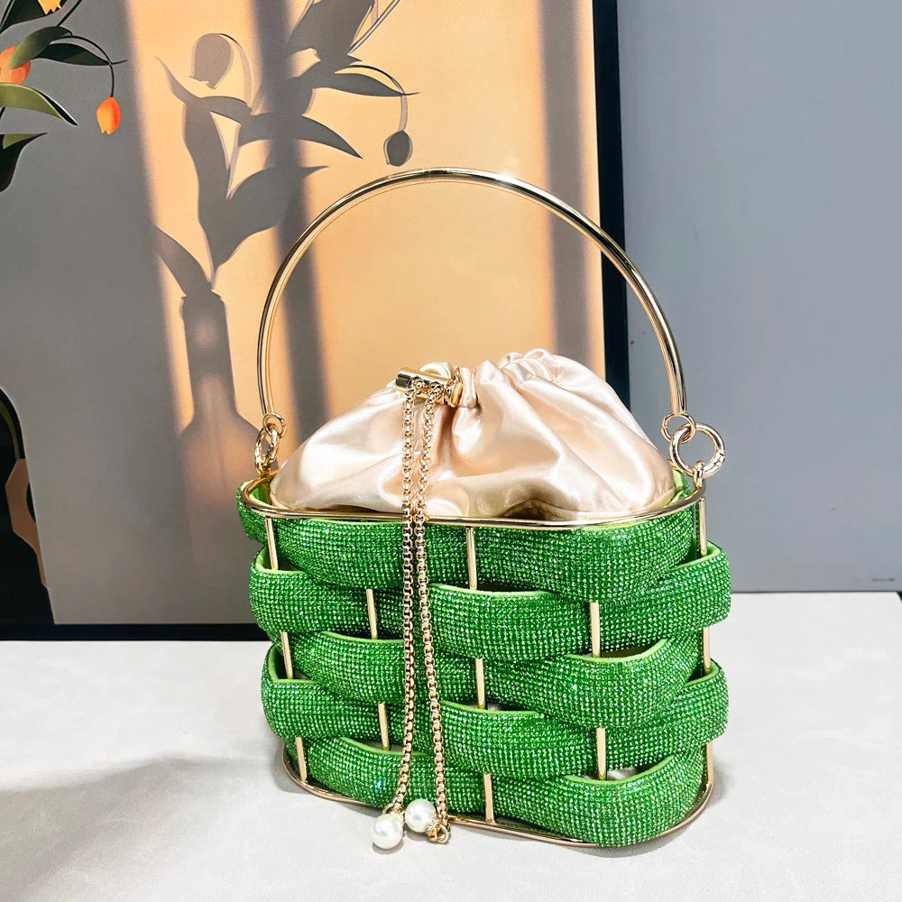 Rhinestones Evening clutch Bag Purses and handbag luxury Designer shoulder bag Shiny Crystal Clutch purse bucket bag