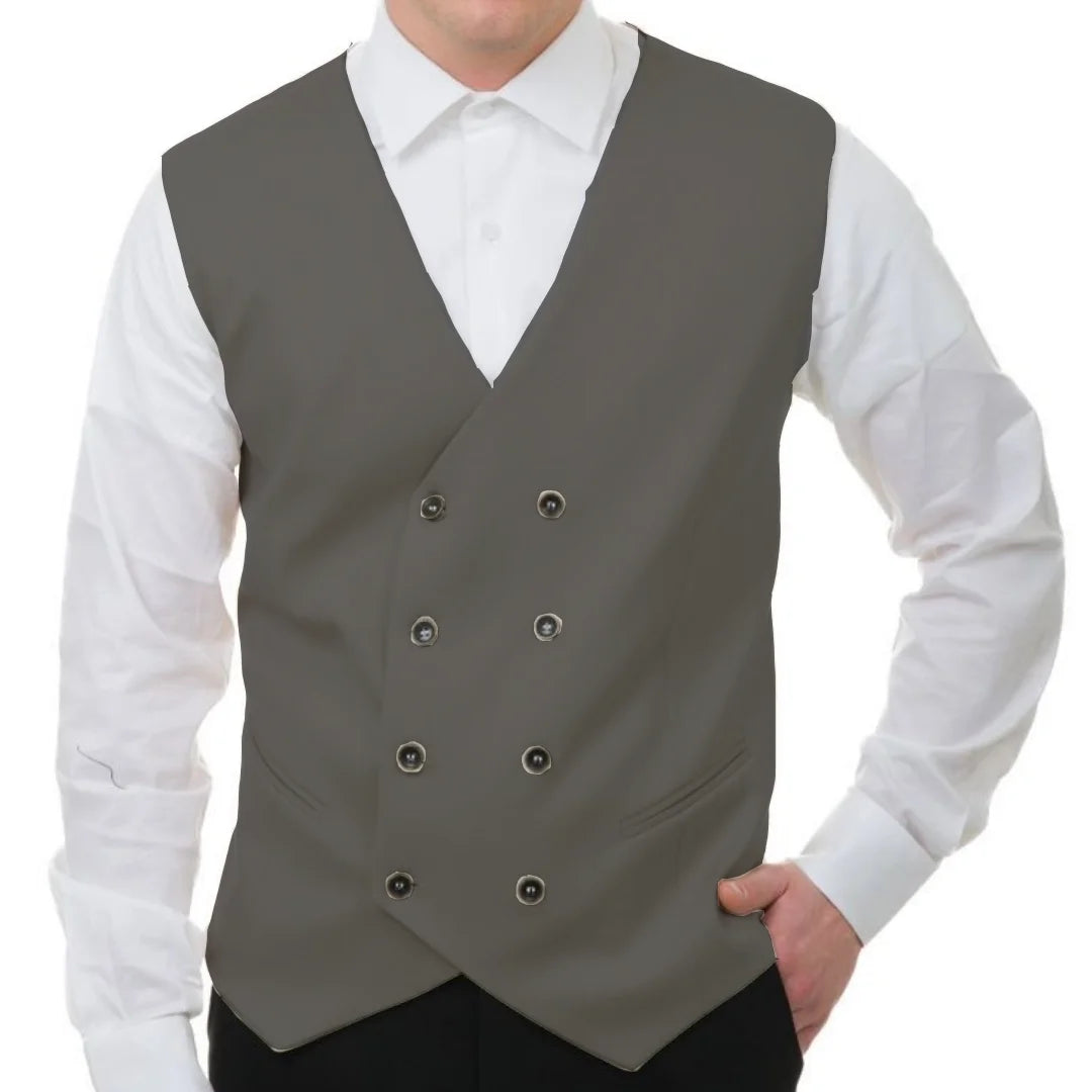 Men Vest White Solid Double Button V Neck Waistcoat For Wedding Banquet Business Party Casual Work Casual Daily Men Suit Vest