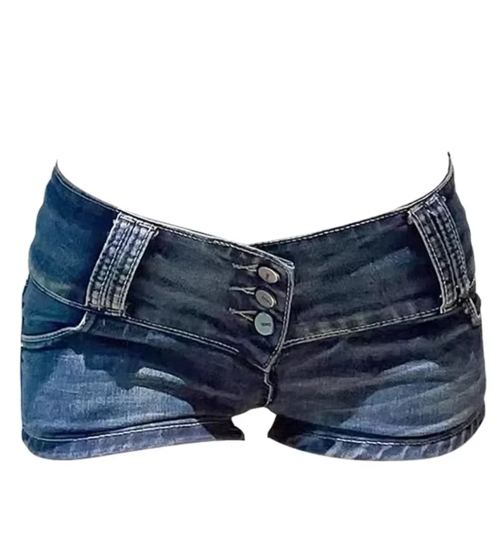 Y2k Streetwear Harajuku E-girl Summer Women 2000s Grunge Kpop Japanese Gyaru Low Rise Jean Shorts Slim Denim Hot Pants Trashy