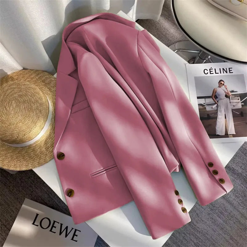 Black Cropped Blazers Woman Trend 2025 New All-match Notched Collar Crop Jacket Women Korean Chic Single Button Suit Coat Tops