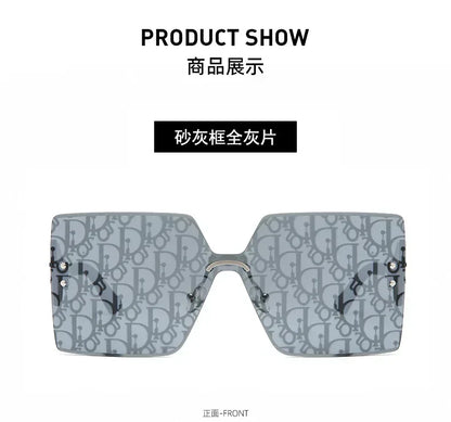 New Fashion Rimless Sunglasses Women Large Frame One Piece Sun Glasses Ladies Luxury Letter Coated Eyewears Gafas De Sol UV400